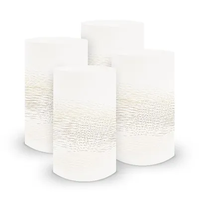 Produktbild von itenga 6x Windlicht klein Linien weiß braun / latte macchiato, 10,0 cm