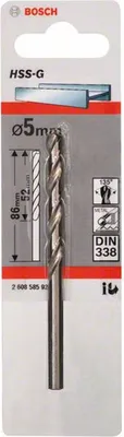 Produktbild von Metallbohrer HSS-G, DIN 338, 5 x 52 x 86 mm, 1er-Pack