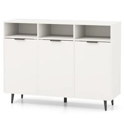 Produktbild von GOPLUS Sideboard Küche, Küchenschrank mit 3 Türen & 3 offenen Fächern, Buffetschrank mit Arbeitsplatte & verstellbaren Einlegeboden, Weiß