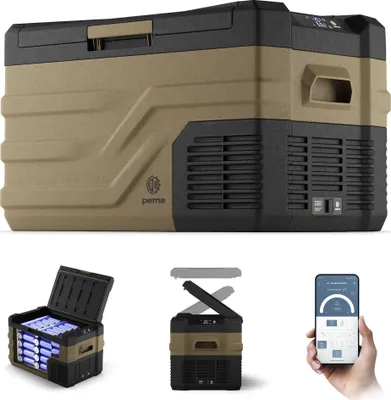 Produktbild von PEME Quest 26,8 Liter elektrische Kühlbox zum Kühlen und Warmhalten, 12/230V mobiler Kühlschrank, USB-Anschluss, Gefrierpunkt bis -20, für Camping