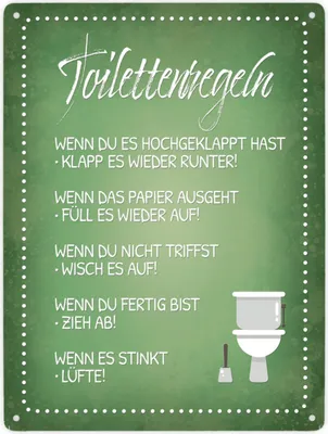 Produktbild von Toilettenregeln Metallschild XXL Schild Blechschild Aluminiumschild