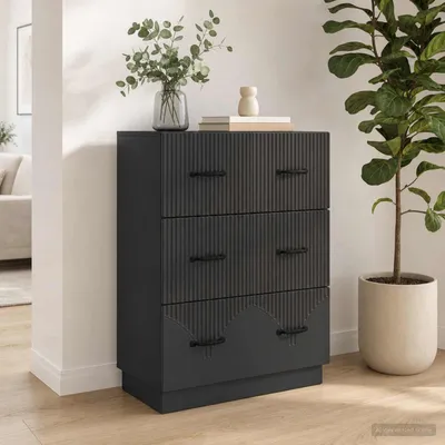 Zdjęcie produktu dla Komoda z szufladami vidaXL, czarna, 66 x 34,5 x 87 cm, materiał drewnopochodny