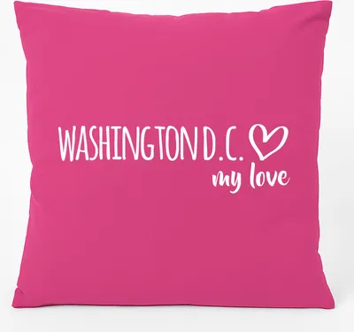 Produktbild von Huuraa Kissen Washington D.C. my love 40x40cm mit Füllung Fuchsia Baumwolle Dekokissen Geschenkidee