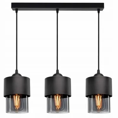 Obrázek produktu pro LUXOLAR závěsná svítidla 3 plameny černá se stínítkem z tónovaného skla E27 60 W, stropní svítidlo do obývacího pokoje, kuchyně - závěsné svítidlo moderní design