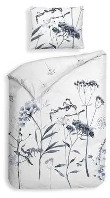 Productafbeelding van Luna beddengoed set, 155/220 cm – 100% katoen – Hoogwaardige beddengoed met motief – Zacht – Ademend en huidvriendelijk – Inclusief kussensloop van 80x80 cm – Wit