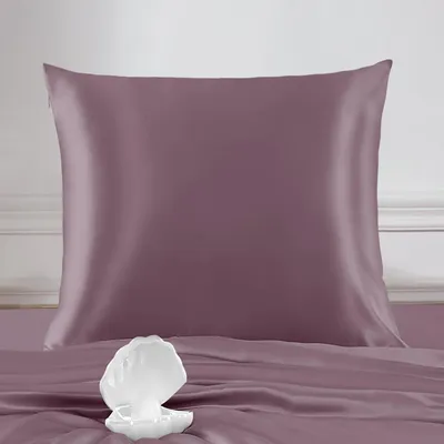 Zdjęcie produktu dla Poszewka na poduszkę z jedwabiu morwowego, 22 momme, hipoalergiczna, z zamkiem błyskawicznym, jasnofioletowa, 80x80 cm