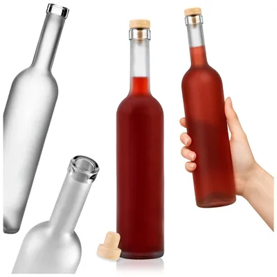 Zdjęcie produktu dla SUPERBUTELKI - 40x- butelka FUTURA 500 ml satynowa szroniona na nalewki wódkę sok wino, butelka satynowa z korkiem
