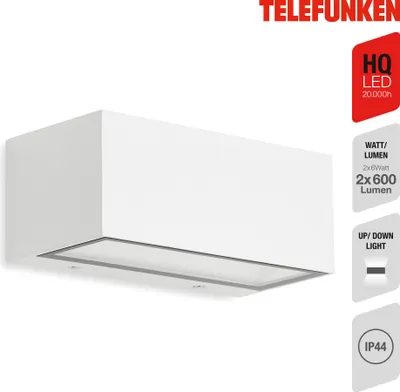 Immagine prodotto di Applique da esterno a LED Lampada da esterno IP44 4000K 12 W bianco metallo-vetro Telefunken
