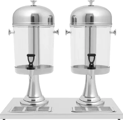 Image de Distributeur de boissons 16 l - Avec tube à glace - Bac d'égouttage - Support et robinet - Acier inoxydable/PC - Argent