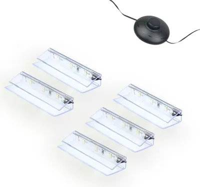 Image de kalb | Kit de clips d'éclairage LED pour bords de verre 3000K/5000K, transparent, Plug & Play, lot de 5, blanc froid