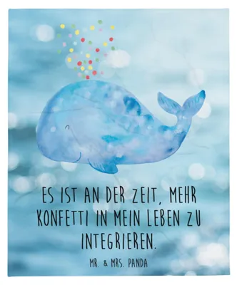 Produktbild von Mr. & Mrs. Panda Tagesdecke Wal Konfetti - Oceanblue - Geschenk, Plaid, Geburtstag, Abnehmen, Trennung, Kuscheldecke, Bettdecke, Neustart, Meer, Winterdecke, Wohndecke