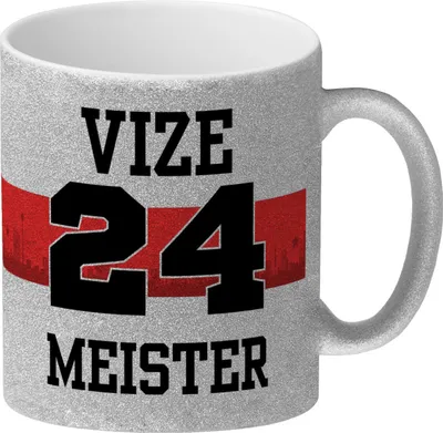 Produktbild von Stuttgart Brustring Glitzer-Kaffeebecher mit Spruch Vizemeister 2024