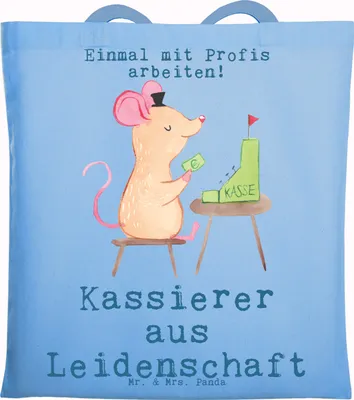 Produktbild von Mr. & Mrs. Panda Schultasche Kassierer Leidenschaft - Sky Blue - Geschenk, Spruch, Kassenwart, Tragetasche, Uni Tasche, Shopping, Witzig, Lustig, Laptoptasche