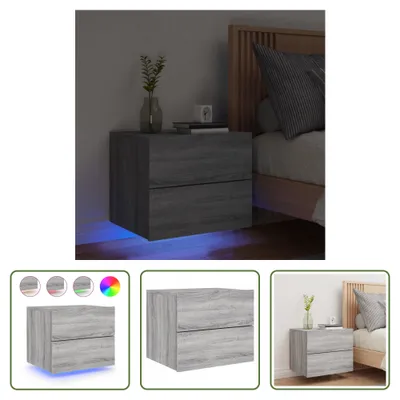 Produktbild von The Living Store Wand-Nachttisch mit LED-Leuchten Grau Sonoma