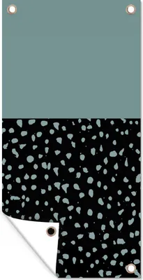 Produktbild von MuchoWow® 40x80 cm Outdoor-Poster Gartendeko Sichtschutz Garten Poster für den Garten  Polka dots - Grün - Schwarz