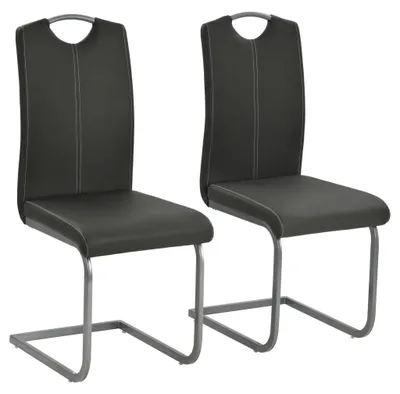 Productafbeelding van Eetkamerstoel - Stoel - Kuipstoel - Set Van 2 - Kunstlederen Bekleding - Gepoedercoat Stalen Frame