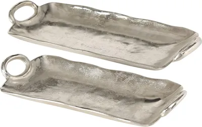 Produktbild von Dekotablett Hallie Aluminium vernickelt 2er-Set L: 43-50cm B: 19-22cm