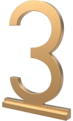 Hausnummer "3" aus Aluminium, satiniertes Gold, 1 Stück
