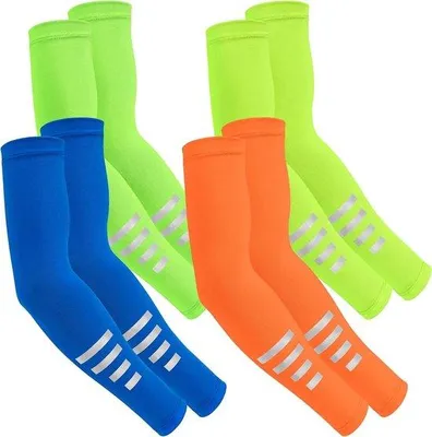 Zdjęcie produktu dla Odblaskowe rękawki sportowe z ochroną przed promieniowaniem UV, unisex, zestaw 4 sztuk