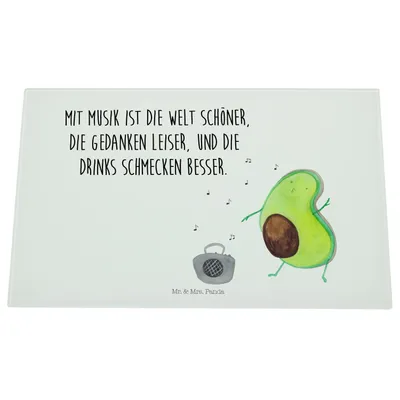 Produktbild von Mr. & Mrs. Panda Glas Schneideplatte Avocado Tanzen - Weiß - Geschenk, Musik, Hackbrett, schneidbrett, Drinks, Singen, Party, Küchenbrett, Schneidebrett Aus, Urlaub
