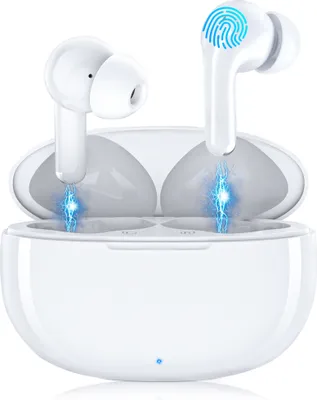 Produktbild von In Ear Bluetooth Kopfhörer,Bluetooth 5.3 Kabellose Kopfhörer,Wireless Headset mit eingebautes Mikrofon,HiFi Stereo,LED-Leuchte,Ladebox IP7-Weiß