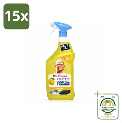 Produktbild von 15 x Mr. Proper Flash Reiniger Spray - Allesreiniger und Entfetter - Zitrone - 800 ml - Vorratspackung - 15 Stücke