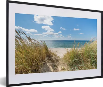 Produktbild von MuchoWow® Gerahmtes Poster Düne - Gras - Meer - Strand 60x40 cm - Poster mit Schwarzem Bilderrahmen Wandposter Rahmen Foto Bilder - Schlafzimmer - Plakat in Rahmen - Drucken