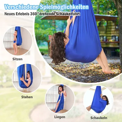 Obrázek produktu pro Dětská houpačka Hammock, vnitřní venkovní 360° senzorická houpačka Elastická houpačka pro děti Chlapci Dívky s autismem ADHD SPD Asperger, modrá