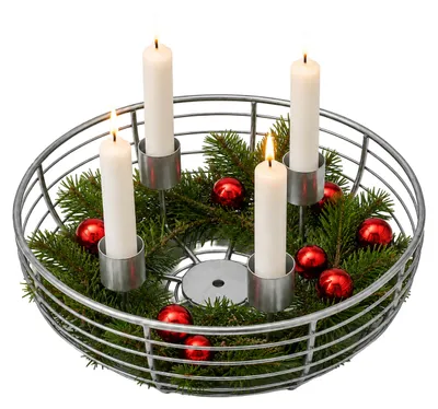 Immagine prodotto di Relaxdays, ghirlanda dell'Avvento, con 4 candele, metallo, dimensioni: 6 x 20,5 cm, decorazione moderna per l'Avvento, ghirlanda rotonda, color argento, Immagine generata dall'IA