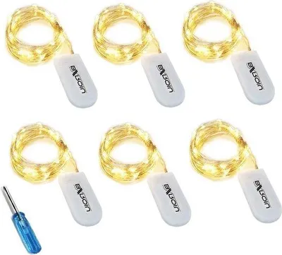 Produktbild von Außenlichterkette mit 20 LED-Lichtern, batteriebetrieben, für Kerze, Weihnachten, Halloween, Hochzeit, 20 cm lang, warm weiß.