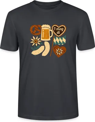 Produktbild von Spreadshirt Bayern Volksfest  Trachtenshirt Uni Bio T-Shirt, L, Dunkles Graublau