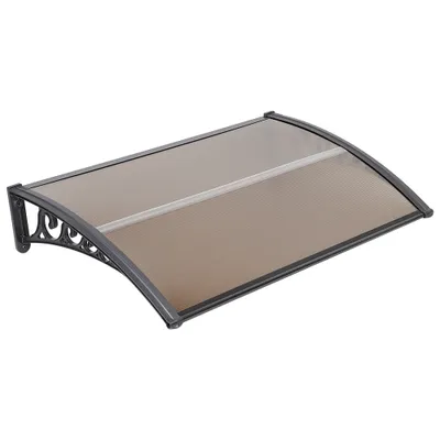 Produktbild von Vordach 80x120cm für die Haustür und Terrasse Überdachung Pultbogenvordach Kunststoff Alu braun