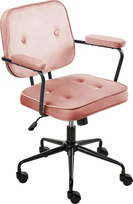 Produktbild von BELIANI Bürostuhl Rosa Samt mit Gebremsten Rollen Armlehnen Höhenverstellbar Klassisch Retro Arbeitsstuhl Home-Office Wohnzimmer