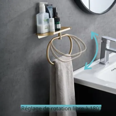 Image de Support pour serviette, en acier inoxydable, avec fixation adhésive ou vissée, à fixer au mur