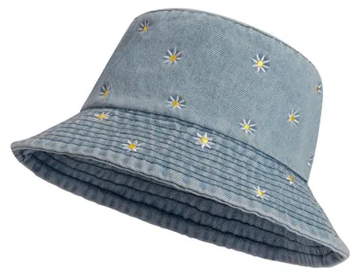 Obrázek produktu pro Dámská čepice Fischerhut, reverzibilní, z bavlny, denimová modrá, s výšivkou, obvod 55-58 cm