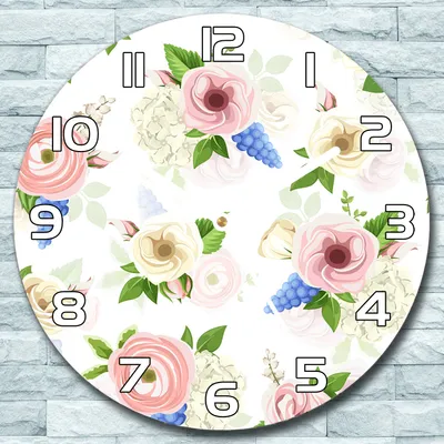 Produktbild von Wanduhr aus Glas Rund fi 30 Garten Blumenstrauß Quarz Deko Schlafzimmer Büro