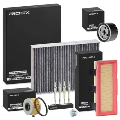 Produktbild von RIDEX Inspektionspaket Filterset für RENAULT CLIO II (BB0/1/2, CB0/1/2) KANGOO (KC0/1) KANGOO Express (FC0/1) CLIO II Kasten (SB0/1/2)