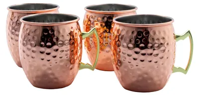Produktbild von 4 Becher Set - Moscow Mule Kupferbecher gehämmert Cocktail Tasse mit Hammerschlag