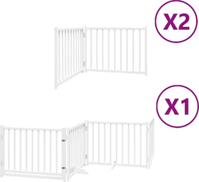 Produktbild von vidaXL 8-tlg. Hundetor mit Tür Faltbar Weiß 640 cm Pappelholz