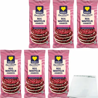 Produktbild von Edeka Reiswaffeln Himbeer mit Zartbitterschokolade 6er Pack (6x64g Packung) + usy Block