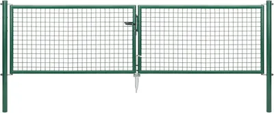 Produktbild von Alberts Wellengitter-Doppeltor mit Zubehör, Breite 300 cm, Höhe 75 cm, grün, zum Einbetonieren, Pfostentärke 60 mm