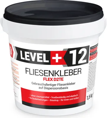 Zdjęcie produktu dla Gotowy Klej do Płytek 1,5KG Biały Dyspersyjny Klej do Płytek do Glazury Terakoty LEVEL Plus 12