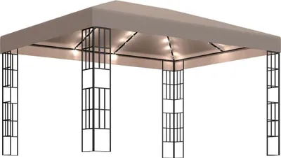 Produktbild von vidaXL Pavillon mit LED-Lichterkette 4x3 m Taupe