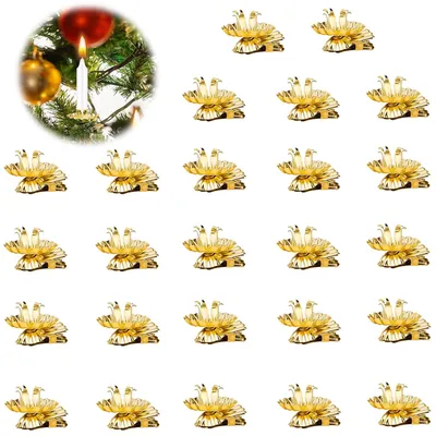 25er Set goldene Kerzenhalter-Clips für Weihnachtsbaum, Eisen
