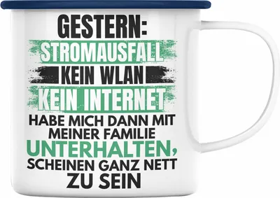 Produktbild von Trendation - Lustige Gamer Emaille Tasse Zocker Geschenk Gamer Gamergirl Geschenkidee Geburtstag (Blau)