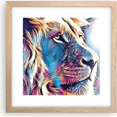 Produktbild von Gerahmtes Poster - Rahmen in heller Eiche - Löwe Mähne Märchen - 30x30 cm - Wand Bild - Wanddeko - Wandbilder - Kunstposter - Wandposter - Bilderrahmen - Bilder - Kunstdruck - P2NAC30x30-4713