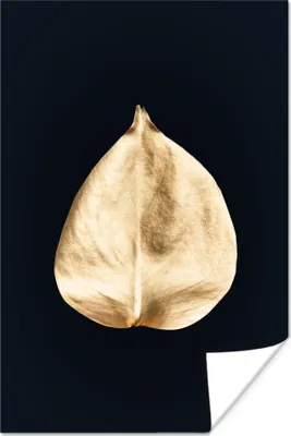 Produktbild von MuchoWow® Poster Blatt - Gold - Schwarz 20x30 cm - Papierdruck