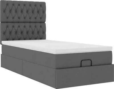 Produktbild von Ottoman-Bett mit Matratze Dunkelgrau 90x200 cm Stoff