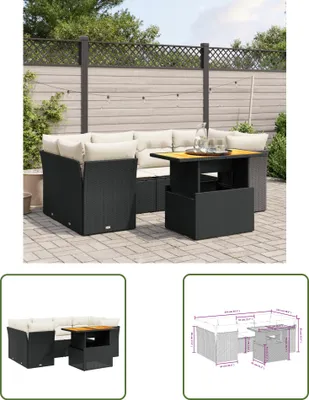 Produktbild von The Living Store 7-tlg. Garten-Sofagarnitur mit Kissen Schwarz Poly Rattan