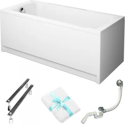 Produktbild von Cersanit | Badewanne - Rechteckbadewanne Korat - 160x70 Cm - Mit Weißer Verkleidung - Inklusive Siphon Und Füßen